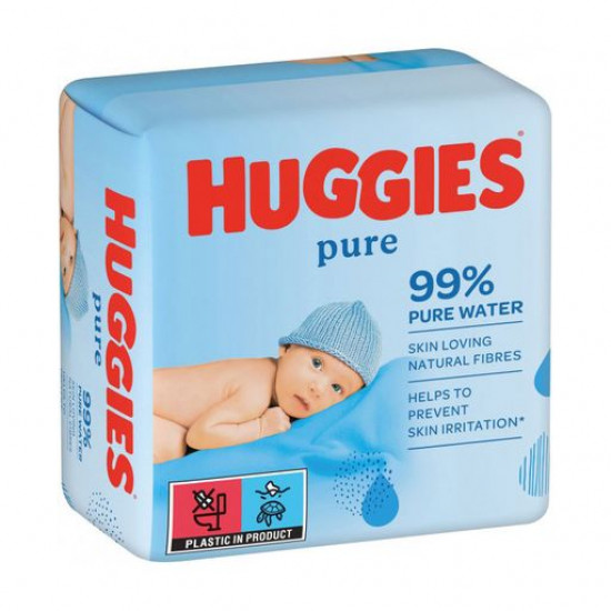 Дитячі вологі серветки Huggies Pure для немовлят, 3*56 шт Дитячі вологі серветки Huggies Pure для немовлят, 3*56 шт