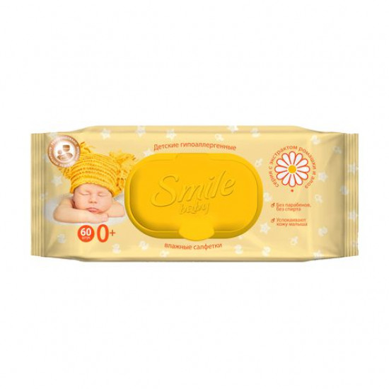 Детские влажные салфетки Smile Baby с экстрактом ромашки и алоэ, с клапаном, 60 шт
Детские влажные салфетки Smile Baby с экстрактом ромашки и алоэ, с клапаном, 60 шт