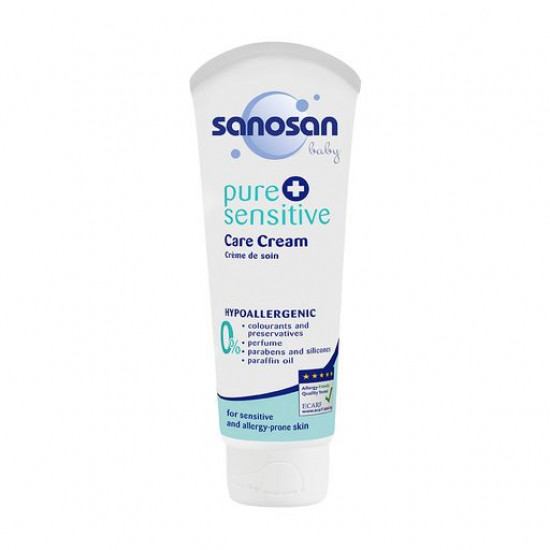 Дитячий крем Sanosan Baby Pure & Sensitive для догляду за обличчям та тілом, 100 мл Дитячий крем Sanosan Baby Pure & Sensitive для догляду за обличчям та тілом, 100 мл