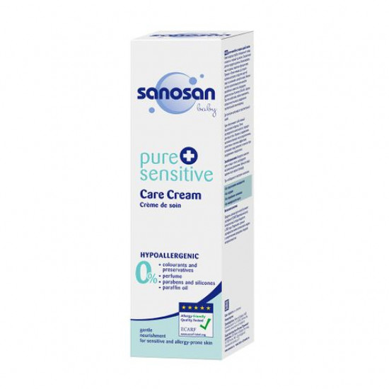 Дитячий крем Sanosan Baby Pure & Sensitive для догляду за обличчям та тілом, 100 мл Дитячий крем Sanosan Baby Pure & Sensitive для догляду за обличчям та тілом, 100 мл