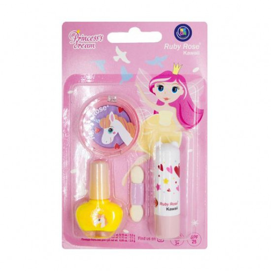 Children's set for a make-up of Ruby Rose Princess's Dream HB-K2111 5 (a shadow, 3.5 g + lipstick-balm, 2.6 g + nail varnish, 5.5 g) Children's set for a make-up of Ruby Rose Princess's Dream HB-K2111 5 (a shadow, 3.5 g + lipstick-balm, 2.6 g + nail varnish, 5.5 g)