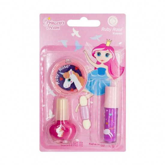 Children's set for a make-up of Ruby Rose Princess's Dream HB-K2112 4 (a shadow, 3.5 g + gloss, 2.3 g + nail varnish, 5.5 g) Children's set for a make-up of Ruby Rose Princess's Dream HB-K2112 4 (a shadow, 3.5 g + gloss, 2.3 g + nail varnish, 5.5 g)