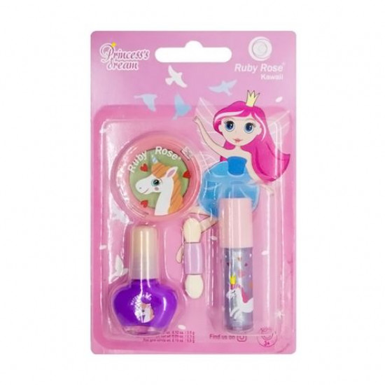Children's set for a make-up of Ruby Rose Princess's Dream HB-K2112 5 (a shadow, 3.5 g + gloss, 2.3 g + nail varnish, 5.5 g) Children's set for a make-up of Ruby Rose Princess's Dream HB-K2112 5 (a shadow, 3.5 g + gloss, 2.3 g + nail varnish, 5.5 g)