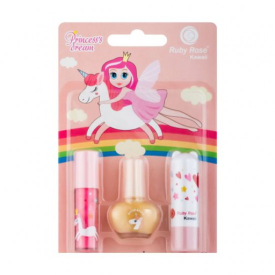 Children's set for a make-up of Ruby Rose Princess's Dream HB2113 4 (nail varnish, 5.5 g + lipstick-balm, 2.6 g + gloss balm, 2.3 g) Children's set for a make-up of Ruby Rose Princess's Dream HB2113 4 (nail varnish, 5.5 g + lipstick-balm, 2.6 g + gloss balm, 2.3 g)