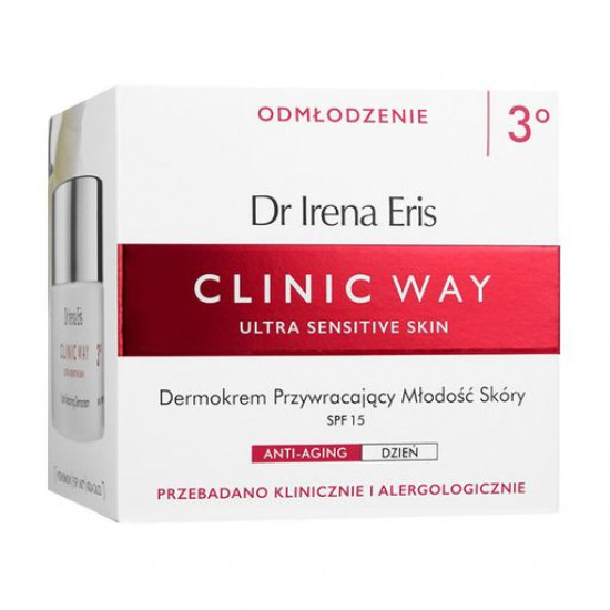 Денний крем Dr Irena Eris Clinic Way 3° SPF 15 Фітогормональне омолодження, для дуже чутливої шкіри обличчя, 50 мл Денний крем Dr Irena Eris Clinic Way 3° SPF 15 Фітогормональне омолодження, для дуже чутливої шкіри обличчя, 50 мл