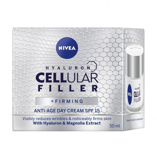 Денний крем для шкіри обличчя NIVEA Hyaluron Cellular Filler SPF 15 антивіковий проти зморшок, 50 мл Денний крем для шкіри обличчя NIVEA Hyaluron Cellular Filler SPF 15 антивіковий проти зморшок, 50 мл