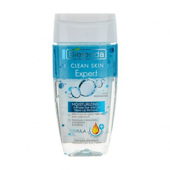 Двофазна рідина для зняття макіяжу з очей і губ Bielenda Clean Skin Expert з маслом марули, зволожуюча, 150 мл Двофазна рідина для зняття макіяжу з очей і губ Bielenda Clean Skin Expert з маслом марули, зволожуюча, 150 мл