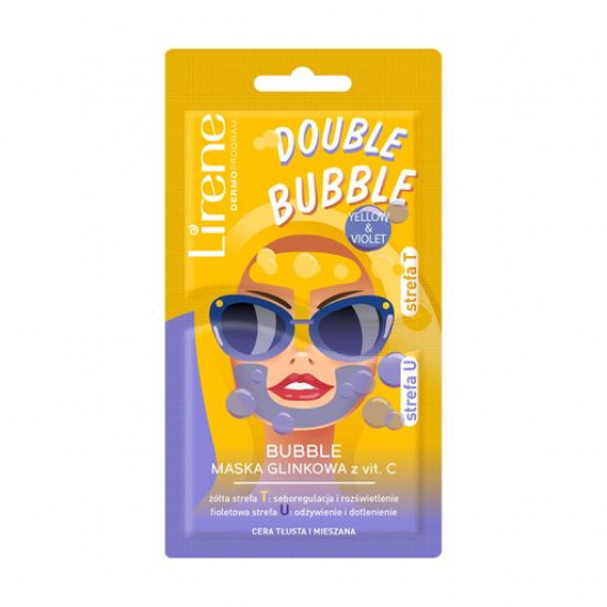 Двоступінчаста глиняно-бульбашкова маска для обличчя Lirene Double Bubble з вітаміном С, 10 г Двоступінчаста глиняно-бульбашкова маска для обличчя Lirene Double Bubble з вітаміном С, 10 г