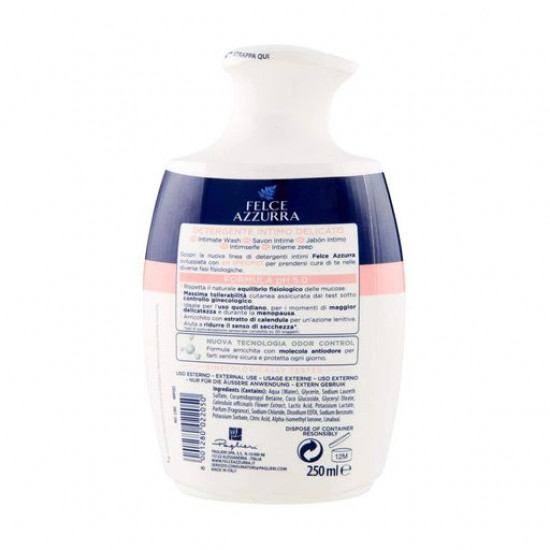 Liquid soap for intimate hygiene of Felce Azzurra Delicate with a calendula, 250 ml Liquid soap for intimate hygiene of Felce Azzurra Delicate with a calendula, 250 ml