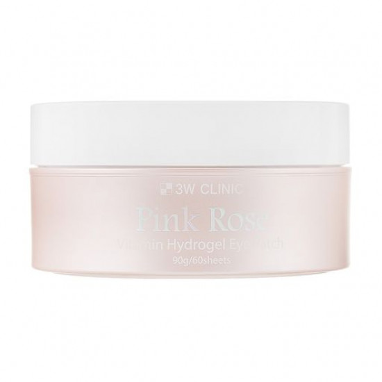Гідрогелеві патчі для шкіри навколо очей 3W Clinic Pink Rose Vitamin Hydrogel Eye Patch з екстрактом троянди, 60 шт Гідрогелеві патчі для шкіри навколо очей 3W Clinic Pink Rose Vitamin Hydrogel Eye Patch з екстрактом троянди, 60 шт