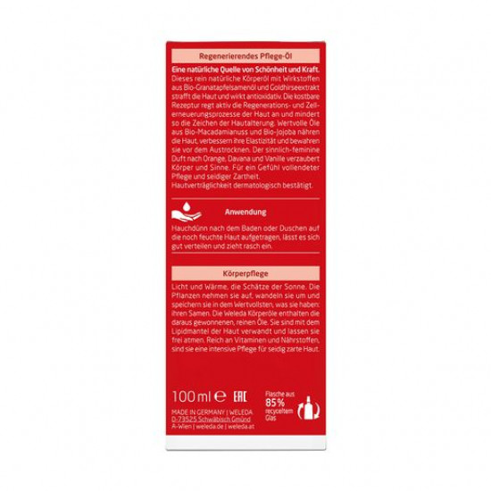 The garnet restoring oil for a body of Weleda Pomegranate Regenerating Oil, 100 ml The garnet restoring oil for a body of Weleda Pomegranate Regenerating Oil, 100 ml
