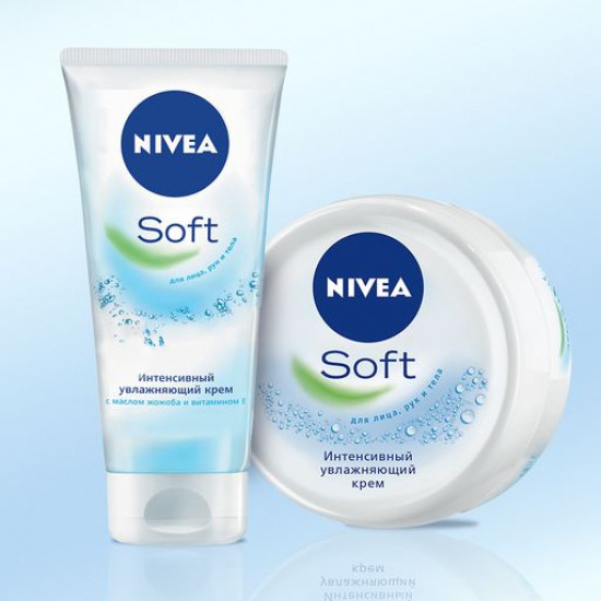 Інтенсивний зволожуючий крем Nivea Soft для обличчя, рук і тіла, з маслом жожоба та вітаміном Е, 75 мл Інтенсивний зволожуючий крем Nivea Soft для обличчя, рук і тіла, з маслом жожоба та вітаміном Е, 75 мл