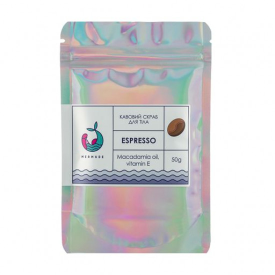 Кавовий скраб для тіла Mermade Espresso з мигдальним маслом і вітаміном E, 50 г Кавовий скраб для тіла Mermade Espresso з мигдальним маслом і вітаміном E, 50 г