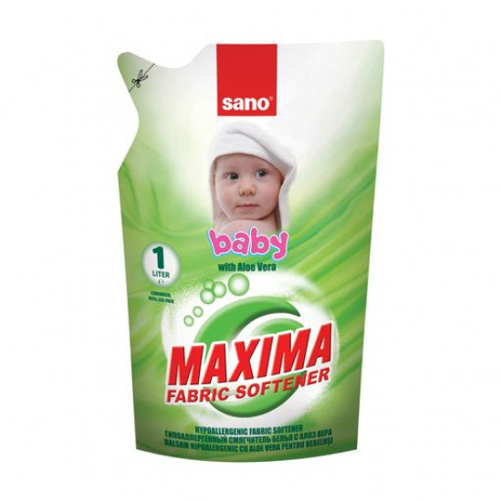 Кондиціонер для дитячої білизни SANO Maxima Baby Aloe Vera з алое віра, 1 л Кондиціонер для дитячої білизни SANO Maxima Baby Aloe Vera з алое віра, 1 л