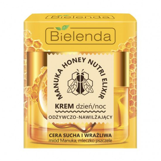 Крем для обличчя Bielenda Manuka Honey поживний та зволожуючий для сухої та чутливої шкіри, 50 мл Крем для обличчя Bielenda Manuka Honey поживний та зволожуючий для сухої та чутливої шкіри, 50 мл
