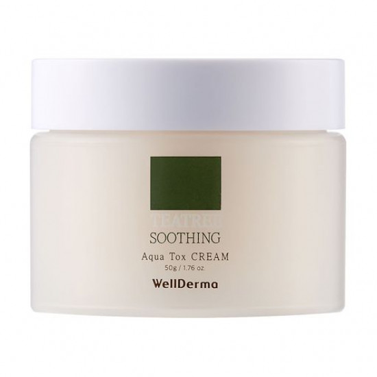 Крем для обличчя WellDerma Teatroe Soothing Aqua Tox Cream з екстрактом чайного дерева, 50 г Крем для обличчя WellDerma Teatroe Soothing Aqua Tox Cream з екстрактом чайного дерева, 50 г
