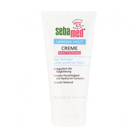 Матуючий крем для шкіри обличчя схильної до акне Sebamed Unreine Haut Mattifying Cream pH 5.5, 50 мл Матуючий крем для шкіри обличчя схильної до акне Sebamed Unreine Haut Mattifying Cream pH 5.5, 50 мл