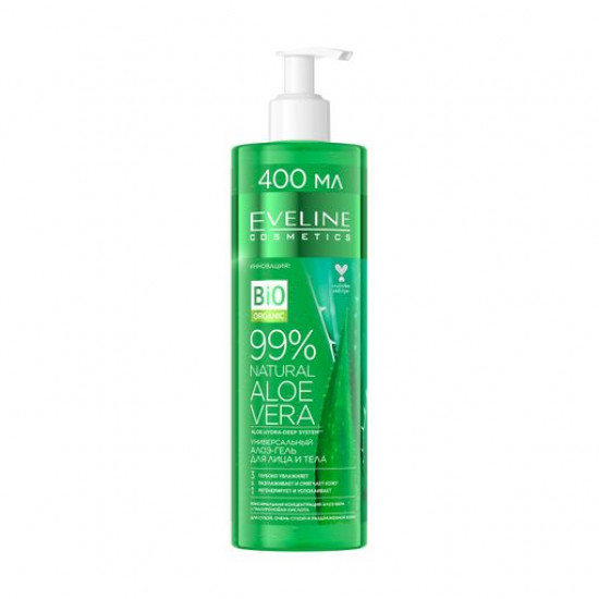 Многофункциональный гель для лица и тела Eveline Cosmetics 99% Natural Aloe Vera, 400 мл
Многофункциональный гель для лица и тела Eveline Cosmetics 99% Natural Aloe Vera, 400 мл