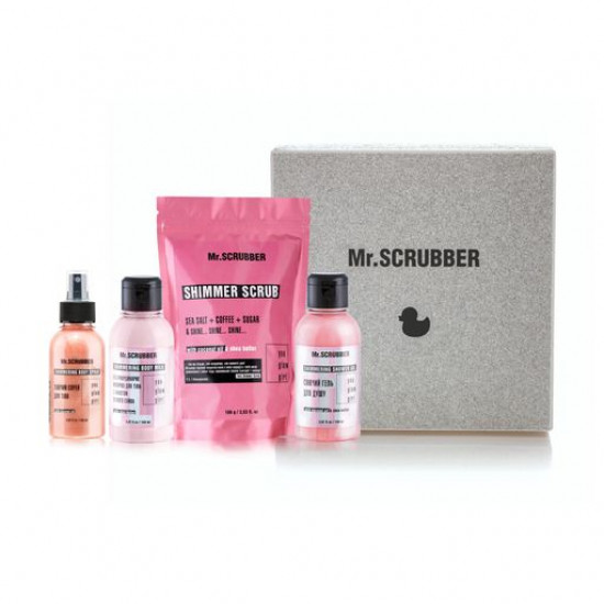 Набор Mr.Scrubber Shine (скраб для тела 150 г + гель для душа 150 мл + экстраординарное молочко для тела 150 мл + блестящий спрей для тела 150 мл)
Набор Mr.Scrubber Shine (скраб для тела 150 г + гель для душа 150 мл + экстраординарное молочко для тела 150 мл + блестящий спрей для тела 150 мл)