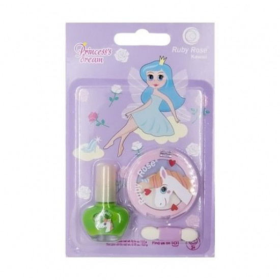 Set of children's Ruby Rose Princess's Dream HB-K2107 2 cosmetics (nail varnish, 5.5 g + eye shadow, 5.5 g) Set of children's Ruby Rose Princess's Dream HB-K2107 2 cosmetics (nail varnish, 5.5 g + eye shadow, 5.5 g)