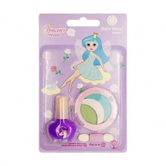 Set of children's Ruby Rose Princess's Dream HB-K2107 4 cosmetics (nail varnish, 5.5 g + eye shadow, 5.5 g) Set of children's Ruby Rose Princess's Dream HB-K2107 4 cosmetics (nail varnish, 5.5 g + eye shadow, 5.5 g)