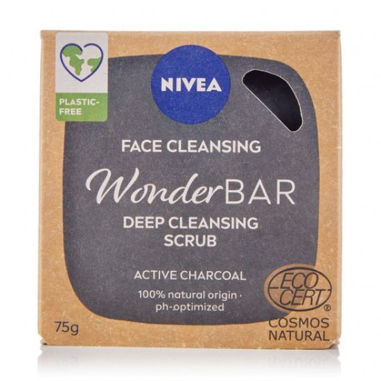Натуральний скраб для обличчя Nivea Face Cleansing WonderBar для глибокого очищення шкіри, з активним вугіллям, 75 г Натуральний скраб для обличчя Nivea Face Cleansing WonderBar для глибокого очищення шкіри, з активним вугіллям, 75 г