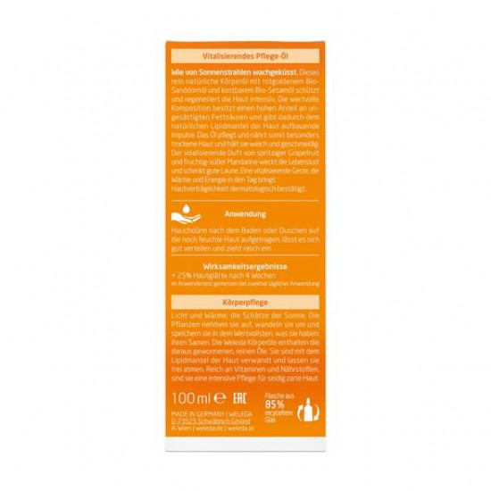 Sea-buckthorn nutritious oil for a body of Weleda Sea Buckthorn Replenishing Body Oil, 100 ml Sea-buckthorn nutritious oil for a body of Weleda Sea Buckthorn Replenishing Body Oil, 100 ml