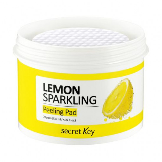 Очищаючі пілінг-диски для особи з лимонним соком Secret Key Lemon Sparkling Peeling Pad, 70 шт Очищаючі пілінг-диски для особи з лимонним соком Secret Key Lemon Sparkling Peeling Pad, 70 шт