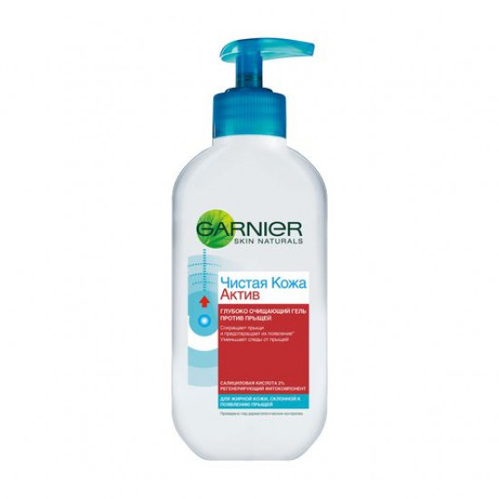 Очищаючий гель для обличчя Garnier Skin Naturals Чиста шкіра Актив, проти прищів, 200 мл Очищаючий гель для обличчя Garnier Skin Naturals Чиста шкіра Актив, проти прищів, 200 мл
