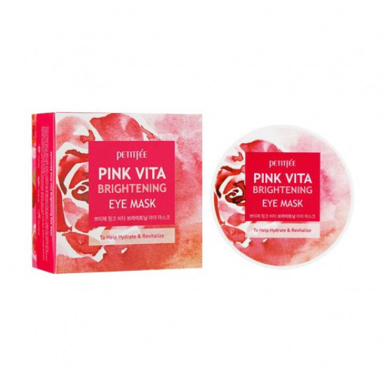 Освітлювальні патчі для шкіри навколо очей Petitfee & Koelf Pink Vita Brightening Eye Mask з есенцією дамаської троянди, 60 шт Освітлювальні патчі для шкіри навколо очей Petitfee & Koelf Pink Vita Brightening Eye Mask з есенцією дамаської троянди, 60 шт