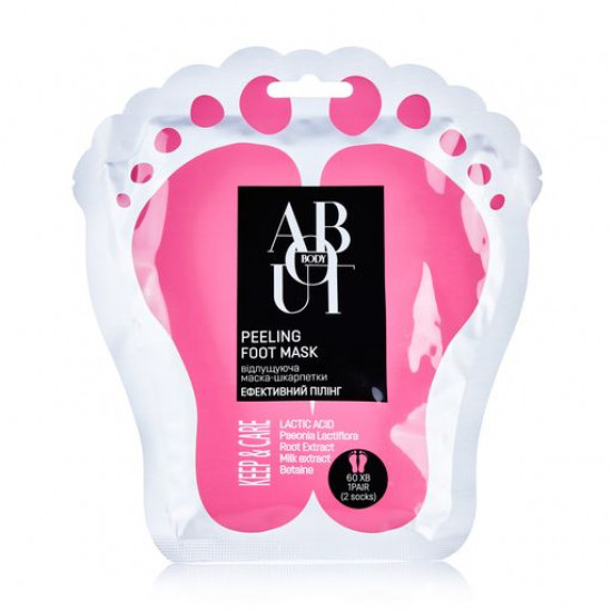 Отшелушивающая маска-носки для ног ABOUT body Peeling Foot Mask, 1 пара
Отшелушивающая маска-носки для ног ABOUT body Peeling Foot Mask, 1 пара