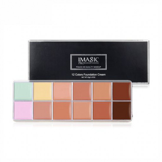 Палетка для макіяжу обличчя Imagic 12 Colors Foundation Cream, FA-112, 42 г Палетка для макіяжу обличчя Imagic 12 Colors Foundation Cream, FA-112, 42 г
