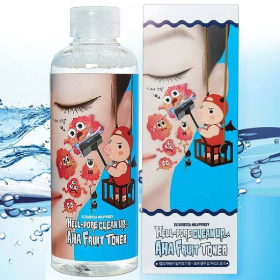 Пілінг-тонер для обличчя Elizavecca Milky Piggy Hell-Pore Clean Up AHA Fruit Toner з фруктовими кислотами, 200 мл Пілінг-тонер для обличчя Elizavecca Milky Piggy Hell-Pore Clean Up AHA Fruit Toner з фруктовими кислотами, 200 мл