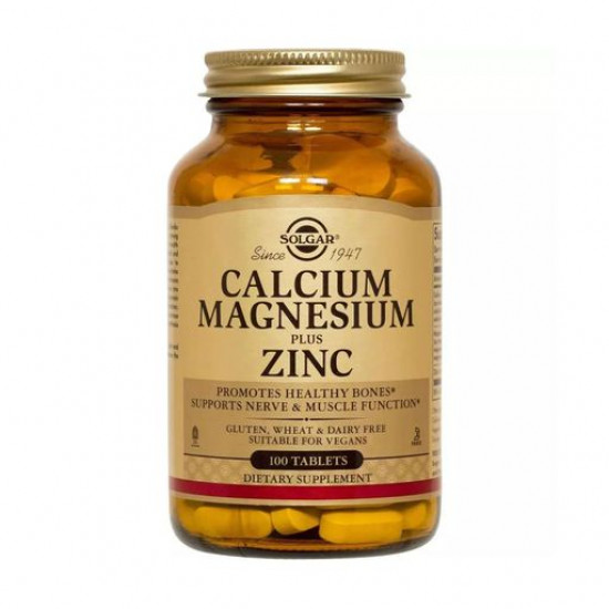 Nutritional supplement minerals in the tablets Solgar Calcium Magnesium Plus Zinc Calcium, magnesium + zinc, 100 pieces Nutritional supplement minerals in the tablets Solgar Calcium Magnesium Plus Zinc Calcium, magnesium + zinc, 100 pieces