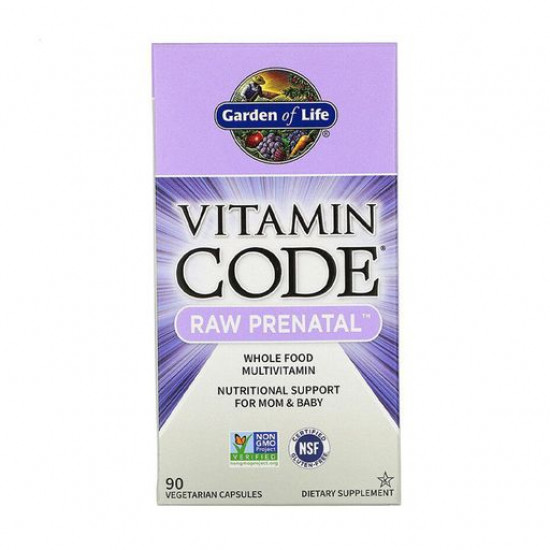 Nutritional supplement in the Garden of Life Vitamin Code RAW Prenatal capsules Crude for pregnant women, 90 pieces Nutritional supplement in the Garden of Life Vitamin Code RAW Prenatal capsules Crude for pregnant women, 90 pieces