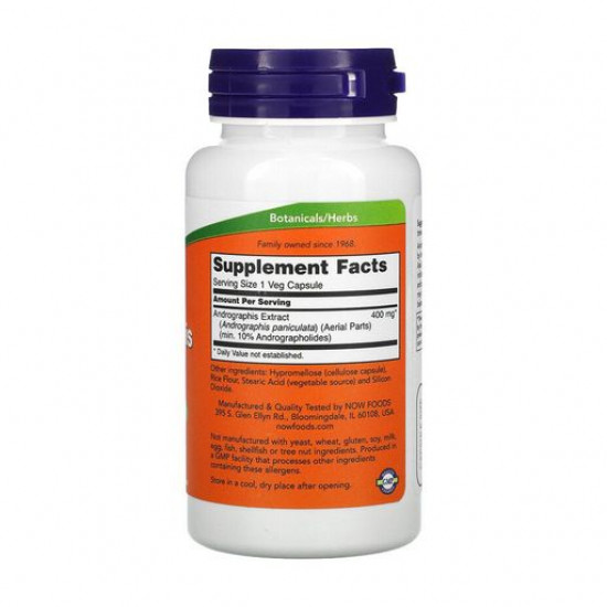 Nutritional supplement in the Extract capsules Now Foods Andrographis Extract andrografisa 400 mg, 90 pieces Nutritional supplement in the Extract capsules Now Foods Andrographis Extract andrografisa 400 mg, 90 pieces