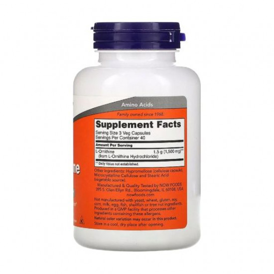 Пищевая добавка в капсулах Now Foods L-Ornithine Аминокислота 500 мг, 120 шт
Пищевая добавка в капсулах Now Foods L-Ornithine Аминокислота 500 мг, 120 шт