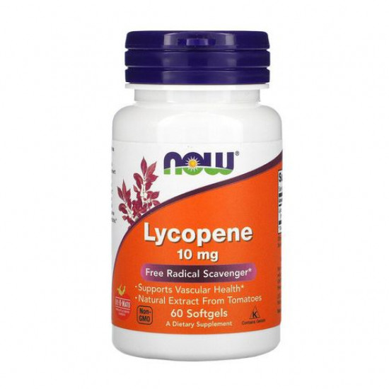 Пищевая добавка в капсулах Now Foods Lycopene Ликопин, 10 мг, 60 шт
Пищевая добавка в капсулах Now Foods Lycopene Ликопин, 10 мг, 60 шт