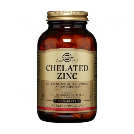Nutritional supplement in the tablets Solgar Chelated Zinc Zinc of Chelate 22 Mg, 250 pieces Nutritional supplement in the tablets Solgar Chelated Zinc Zinc of Chelate 22 Mg, 250 pieces