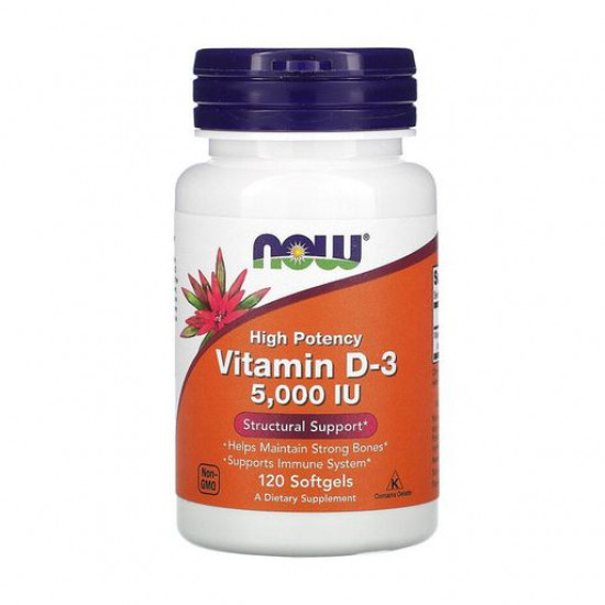 Харчова добавка вітаміни в желатинових капсулах Now Foods Vitamin D-3 5000 IU, 120 шт Харчова добавка вітаміни в желатинових капсулах Now Foods Vitamin D-3 5000 IU, 120 шт