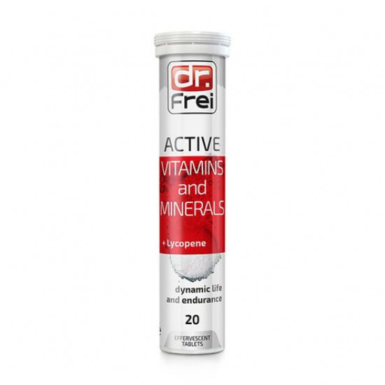 Nutritional supplement vitamins sparkling Dr. Frei Active of Witamina and minerals + Lycopene of 20 pieces Nutritional supplement vitamins sparkling Dr. Frei Active of Witamina and minerals + Lycopene of 20 pieces