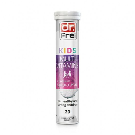 Пищевая добавка витамины шипучие Dr. Frei Kids Multivitamins, Мультивитамин + Кальций А, В, С, D3, E, PP, H, 20 шт Пищевая добавка витамины шипучие Dr. Frei Kids Multivitamins, Мультивитамин + Кальций А, В, С, D3, E, PP, H, 20 шт