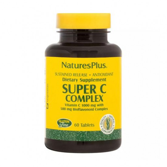 Харчова добавка вітаміни в таблетках NaturesPlus Super C Complex Вітамін C 1000 мг, Біофлавоноїди 500 мг, 60 шт Харчова добавка вітаміни в таблетках NaturesPlus Super C Complex Вітамін C 1000 мг, Біофлавоноїди 500 мг, 60 шт