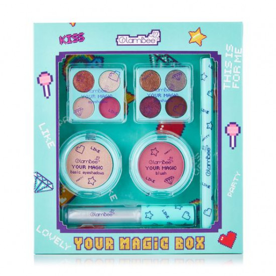 Подарунковий набір для макіяжу GlamBee Your Magic Box (тіні, 2*3 г + підводка-маркер, 1.5 мл + блиск, 1.8 г + рум'яна, 1.5 г + базові тіні, 1.5 г) Подарунковий набір для макіяжу GlamBee Your Magic Box (тіні, 2*3 г + підводка-маркер, 1.5 мл + блиск, 1.8 г + рум'яна, 1.5 г + базові тіні, 1.5 г)