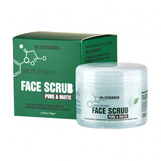 Скраб для обличчя Mr.Scrubber Skin Food Pure and Mate, 170 г Скраб для обличчя Mr.Scrubber Skin Food Pure and Mate, 170 г