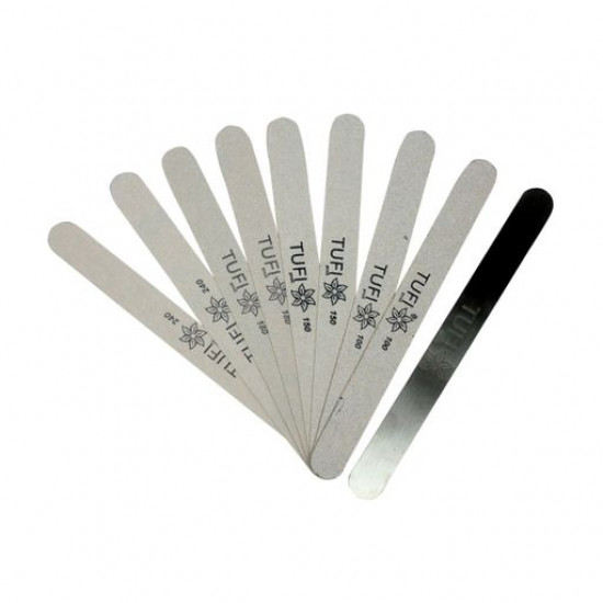 Replaceable files for Tufi Profi file with a metal base, the straight line narrow, 240/180/150/100 grit, 9 pieces (0074002) Replaceable files for Tufi Profi file with a metal base, the straight line narrow, 240/180/150/100 grit, 9 pieces (0074002)