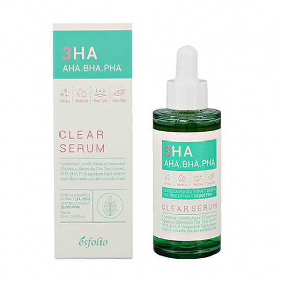 Сироватка для обличчя Esfolio Clear Serum з 3HA кислотами, 50 мл Сироватка для обличчя Esfolio Clear Serum з 3HA кислотами, 50 мл