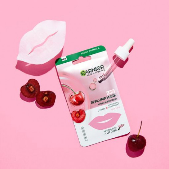 Тканинна маска для губ Garnier Skin Naturals Replump Mask Зволоження та відновлення, 5 г Тканинна маска для губ Garnier Skin Naturals Replump Mask Зволоження та відновлення, 5 г