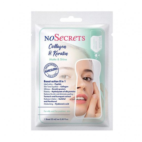 Fabric FCIQ face pack Cosmetics z _ntelekty NoSecrets Collagen And Keratin Matte&Shine Intensive restoration, with peptides, 25 ml Fabric FCIQ face pack Cosmetics z _ntelekty NoSecrets Collagen And Keratin Matte&Shine Intensive restoration, with peptides, 25 ml