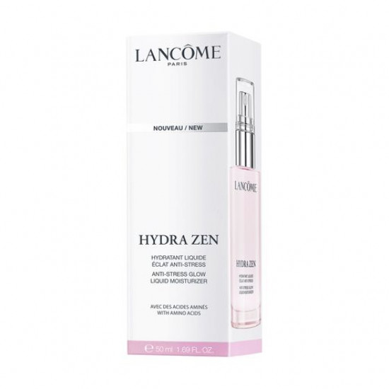 The calming emulsion for moistening and shine of face skin of Lancôme Hydra Zen Anti-Stress Glow Liquid Moisturizer with amino acids, 50 ml The calming emulsion for moistening and shine of face skin of Lancôme Hydra Zen Anti-Stress Glow Liquid Moisturizer with amino acids, 50 ml